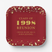 Class Reunion Red Gold Sterren gepersonaliseerd Papieren Bordje (Voorkant)