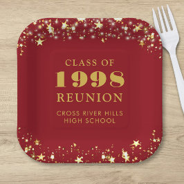 Class Reunion Red Gold Sterren gepersonaliseerd Papieren Bordje