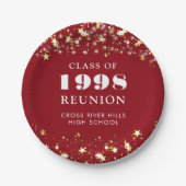Class Reunion Red Gold Sterren gepersonaliseerd Papieren Bordje (Voorkant)