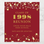 Class Reunion Red Gold Sterren gepersonaliseerd Wijn Etiket (Enkel label)