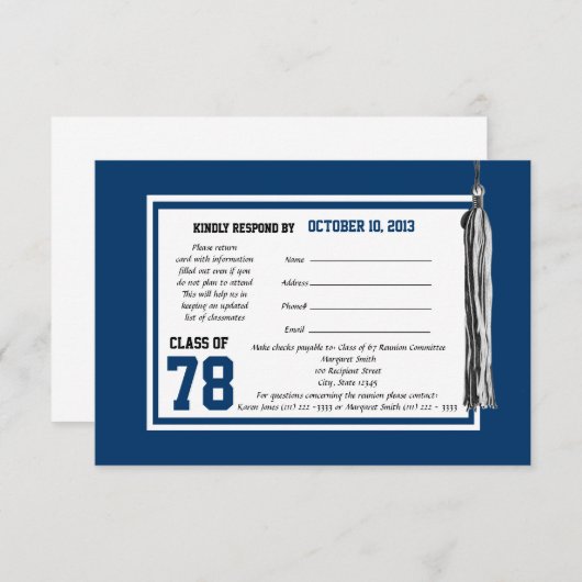 Class Reunion Response Kaart (Voorkant / Achterkant)