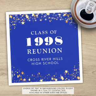 Class Reunion Royal Blauw Goud Wit Gepersonaliseer Servet