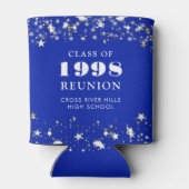 Class Reunion Royal Blue Silver Stars gepersonalis Blikjeskoeler (Achterkant)