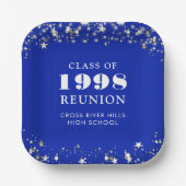 Class Reunion Royal Blue Silver Stars gepersonalis Papieren Bordje (Voorkant)