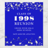 Class Reunion Royal Blue Stars gepersonaliseerd Wijn Etiket (Enkel label)