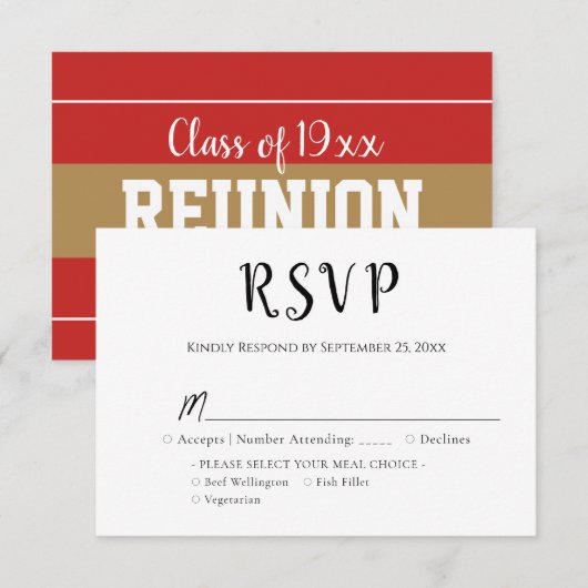Class Reunion RSVP card Kaartje (Voorkant / Achterkant)