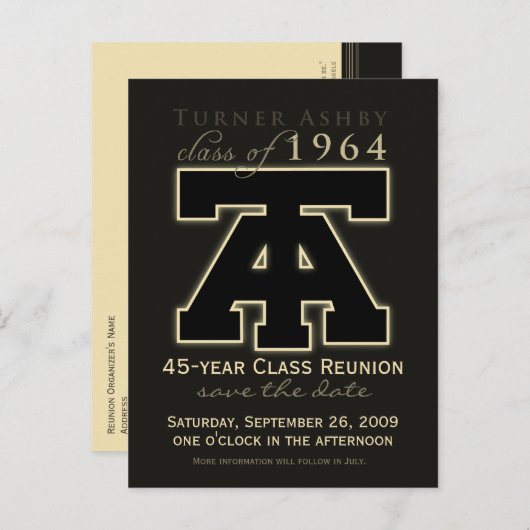 Class Reunion Save-the-Date Aankondiging (Voorkant / Achterkant)