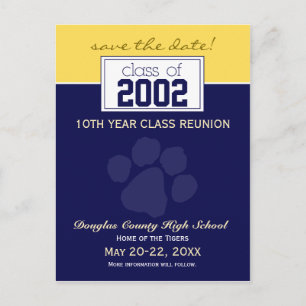 Class Reunion Save-the-Date Aankondiging (blauw)
