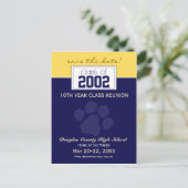 Class Reunion Save-the-Date Aankondiging (blauw) (Staand voorkant)