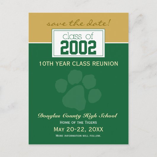 Class Reunion Save-the-Date Aankondiging (groen) (Voorkant)