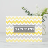 Class Reunion Uitnodigingen Grijs Geel Chevron (Staand voorkant)