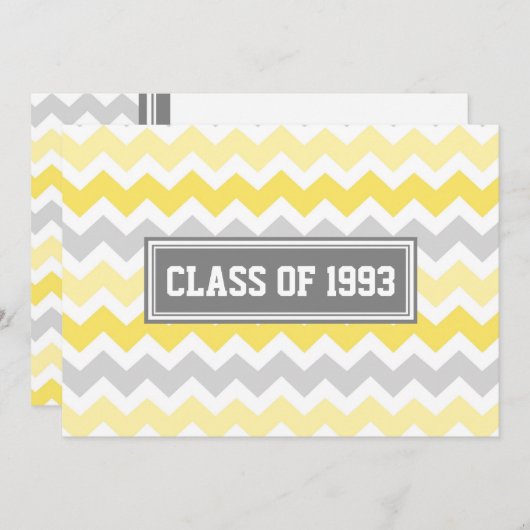 Class Reunion Uitnodigingen Grijs Geel Chevron (Voorkant / Achterkant)