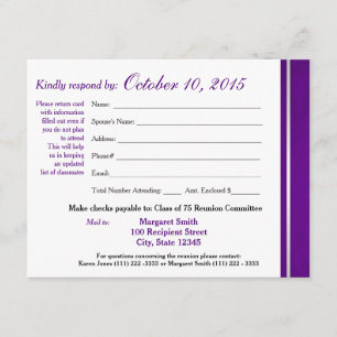 Class Reunion Varsity Stripe Response Kaart
