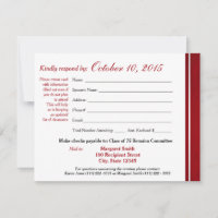 Class Reunion Varsity Stripe Response Kaart