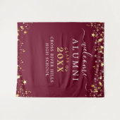 Class Reunion Welkom Bourgondië Gold Stars Confett Wandkleed (Voorkant (horizontaal))