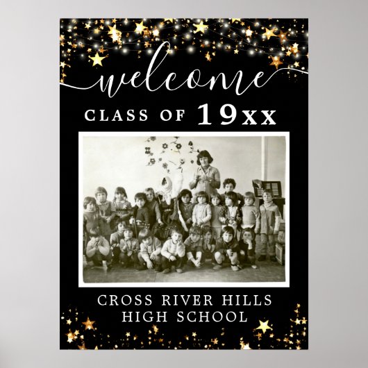 Class Reunion Welkom op een foto Black Gold Stars Poster (Voorkant)
