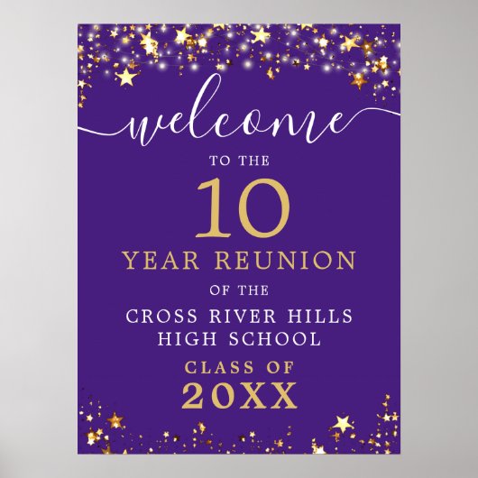 Class Reunion Welkom Paarse gouden sterren script Poster (Voorkant)
