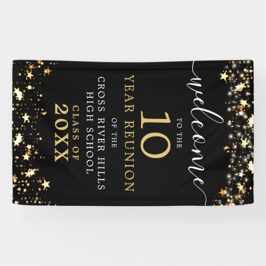 Class Reunion Welkom Stars Script aangepaste kleur Spandoek (Horizontaal)