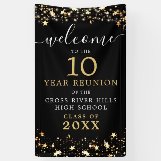 Class Reunion Welkom Stars Script aangepaste kleur Spandoek (Verticaal)