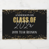 Class Reunion Zwart en Goud Glitter Wijnlabel Sparkling Wijnetiket (Enkel label)