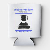 Class Reunion Zwart Helder Blauw Custom Memento Blikjeskoeler (Voorkant)