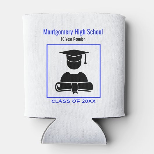 Class Reunion Zwart Helder Blauw Custom Memento Blikjeskoeler (Achterkant)