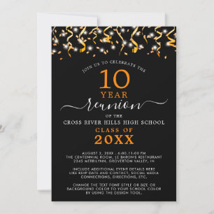 Class Reunion Zwart Sinaasappel Confetti Streamers Kaart
