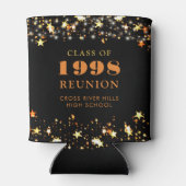 Class Reunion Zwart Sinaasappel Gouden Sterren Gep Blikjeskoeler (Achterkant)