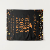 Class Reunion Zwart Sinaasappel Welkomstjaar Wandkleed (Voorkant (horizontaal))