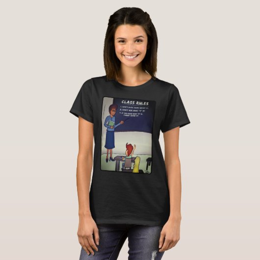 Class Rules Vrouwen Zwart T-shirt (Voorkant volledig)