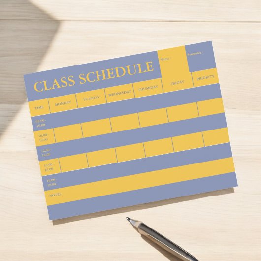 Class Schedule Academic Planner Stationery