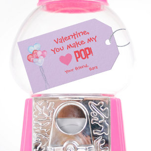 Class Valentijns: "You Make My Heart Pop!" Cadeaulabel