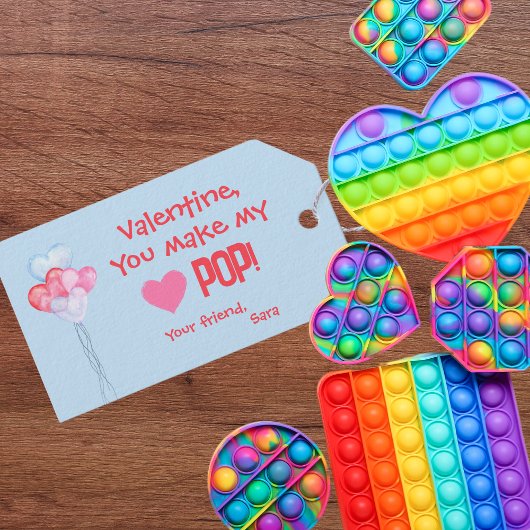 Class Valentijns: "You Make My Heart Pop!" Cadeaulabel