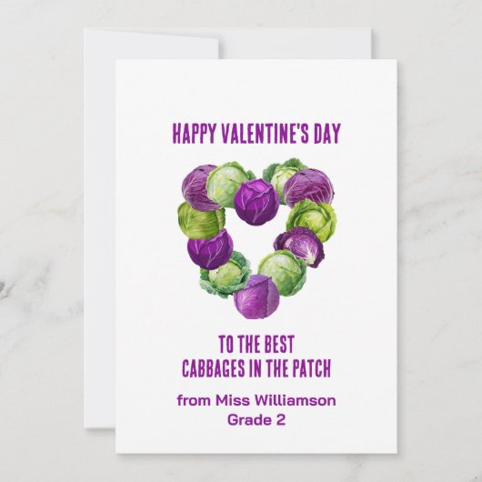 Class Valentines BEST CABBAGES IN PATCH Teacher Feestdagenkaart (Voorkant)