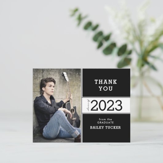 Class Year Black White Photo Afstuderen Hartelijk  Briefkaart (Staand voorkant)