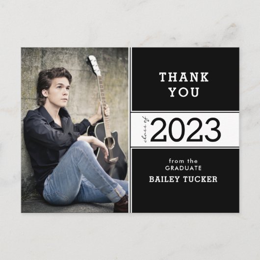 Class Year Black White Photo Afstuderen Hartelijk Briefkaart (Voorkant)