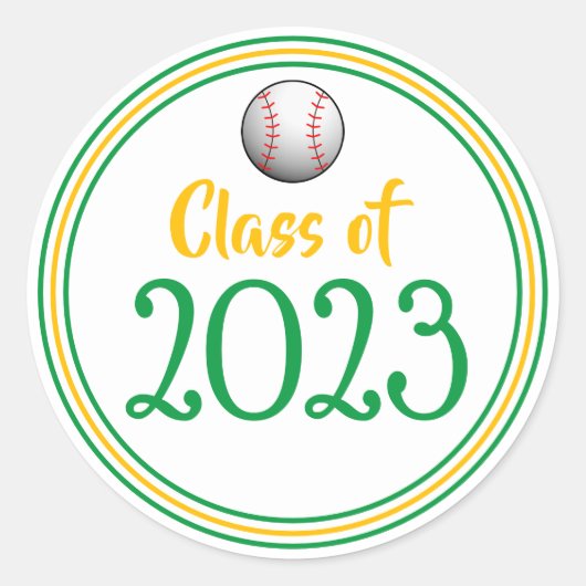 Class Year Green & Gold Afstuderen Ronde Sticker (Voorkant)