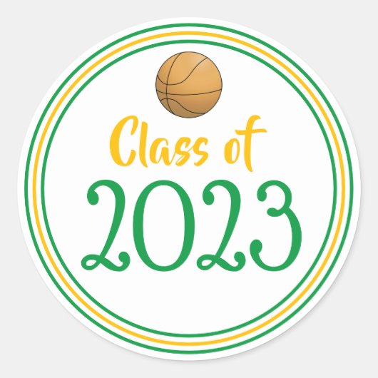 Class Year Green & Gold Afstuderen Ronde Sticker (Voorkant)