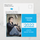 Class Year Sky Blue Photo Afstuderen Hartelijk dan Briefkaart (Voorkant / Achterkant)