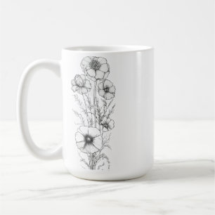 Classic 15 oz Floral Outline Mok