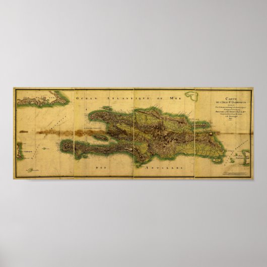 Classic 1805 Antiquarian Map of Hispaniola Poster (Voorkant)