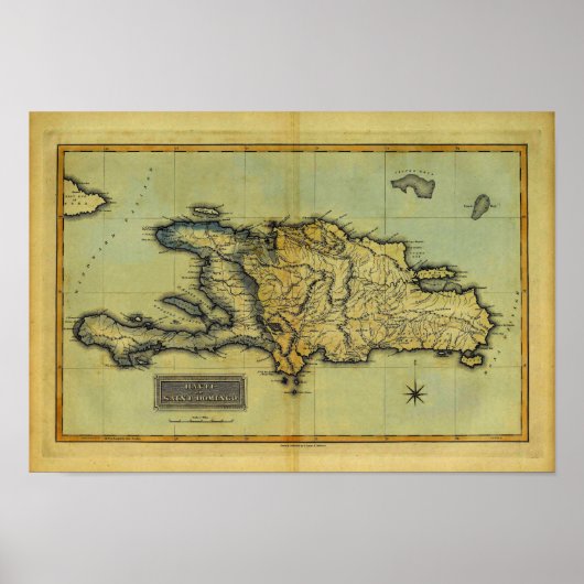 Classic 1823 Antiquarian Map of Hispaniola & Haiti Poster (Voorkant)