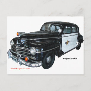 Classic_1947_Plymouth_Police_Car_Texturized Briefkaart