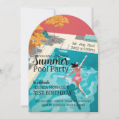 Classic 1950's Style Pool Party Verjaardag Kaart (Voorkant)