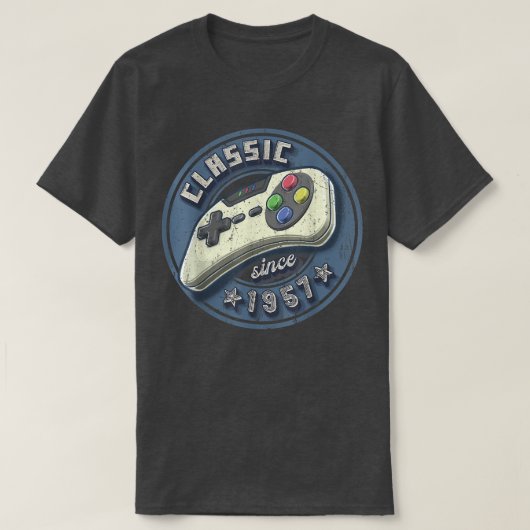Classic 1957 65th Birthday Retro Video Game Contro T-shirt (Design voorkant)