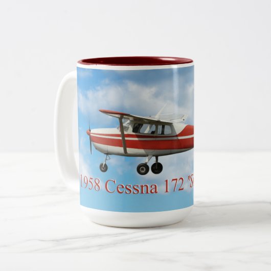 Classic 1958 Cessna 172 "Straight Tail" Tweekleurige Koffiemok (Voorkant links)