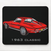 Classic 1963 Red Corvette Design Mousepad Muismat (Voorkant)