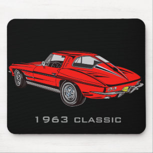 Classic 1963 Red Corvette Design Mousepad Muismat