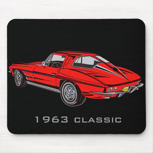 Classic 1963 Red Corvette Design Mousepad Muismat (Voorkant)
