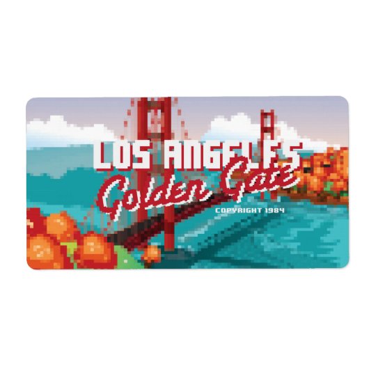 Classic 1980s L.A Golden Gate Video game box art. Etiket (Voorkant)
